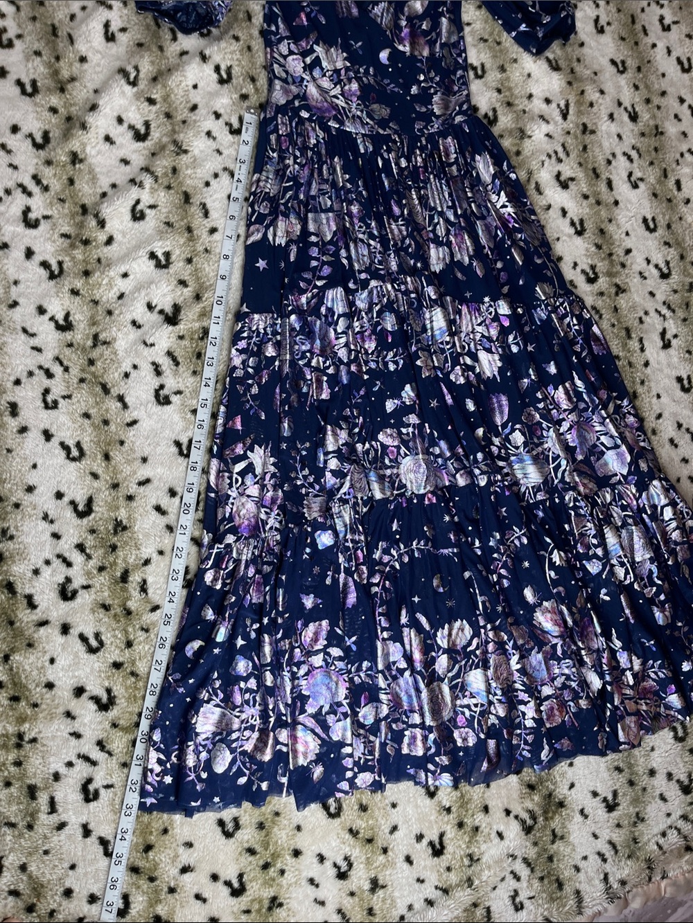 Navy Floral V-Neck Tiered Maxi Dress - Picture 4 of 11